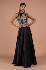 Black Silk Embellished Peplum Gown851 video